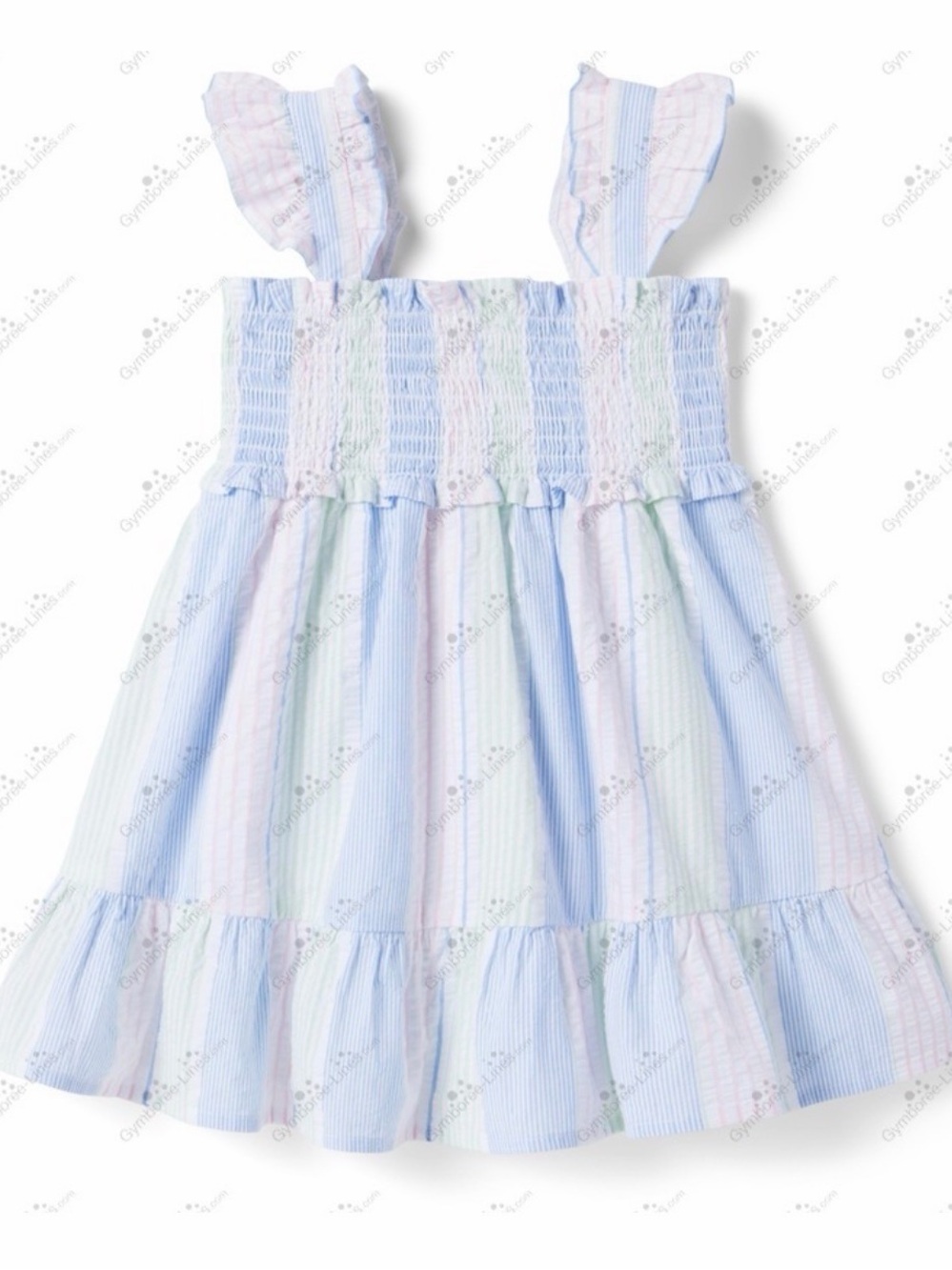 Janie and Jack Pastel Striped Smocked Seersucker Cotton Sundress Sz 10 NWT